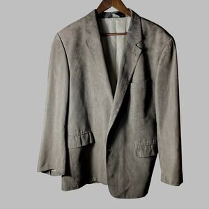 Jos. A. Bank Mens 2 Button Micro Suede Sport Coat 44R Brown Blazer Jacket